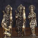 Brass Ram Darbar Idol | 3" x 4" x 2.5" (7.6 x 10.2 x 6.4 cm) | 236g Lightweight Sacred Art | Travel-Friendly Divine Family | Premium Collection